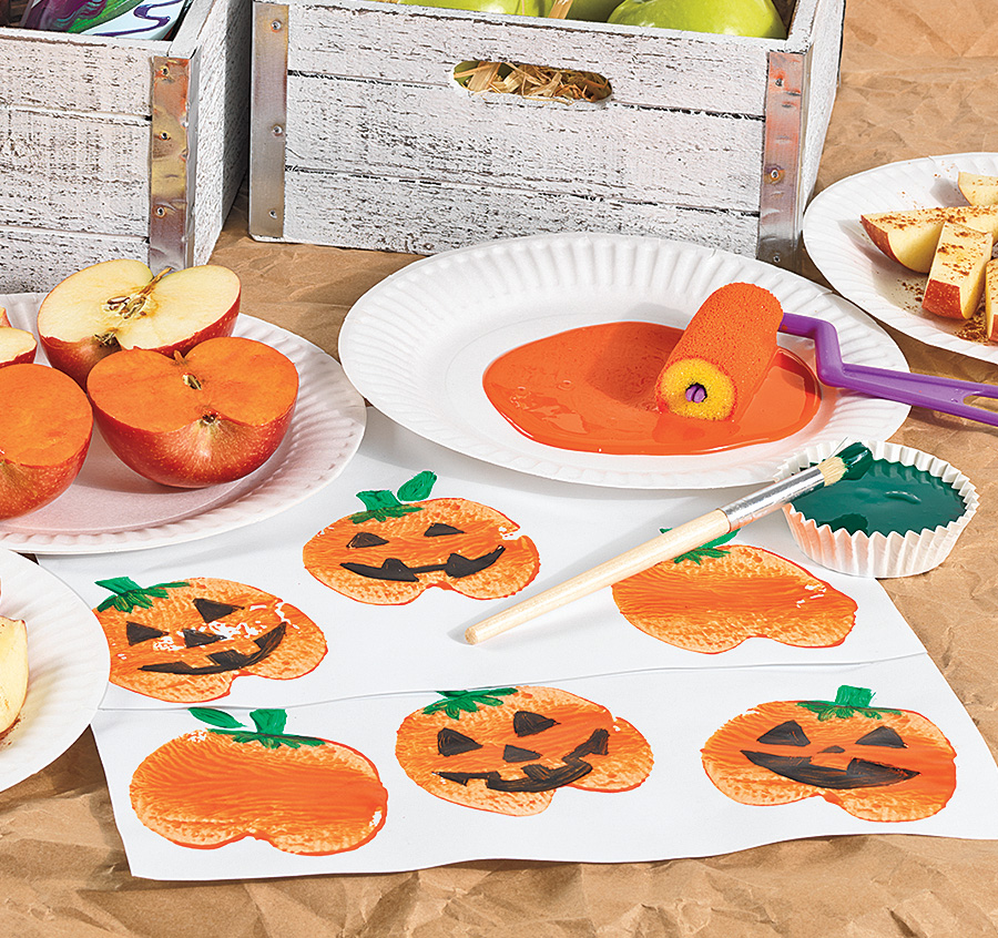 Apple Print Pumpkins