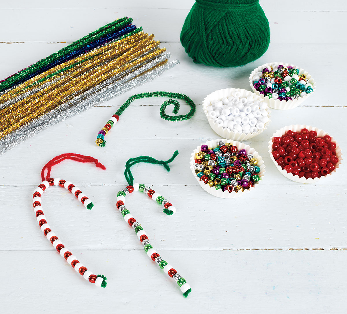 Beading Candy Canes Creative Craft Activity for Christmas or Holidays