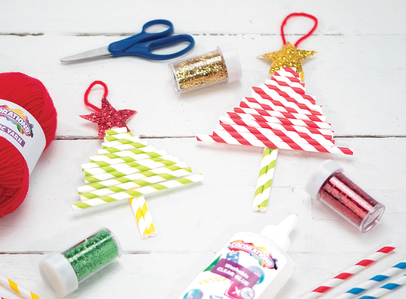 Peppermint Straw Tree Ornaments Creative Craft Activity for the Holidays