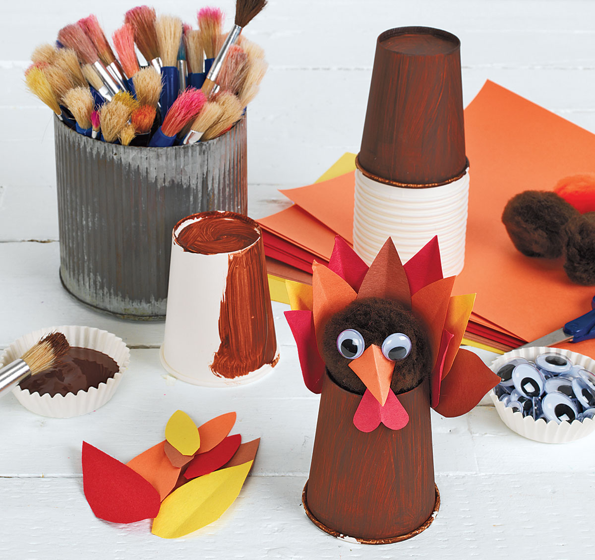 Paper Cup Turkeys Creative Craft Activity for Thanksgiving